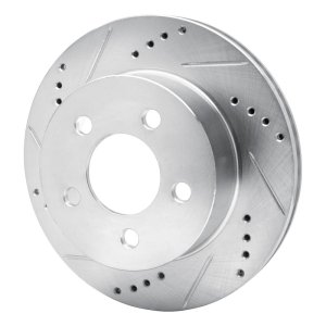 Jeep Cherokee Brake Rotor (1) - Front Left - R1 Concepts - Drilled & Slotted - Silver - `99-`06